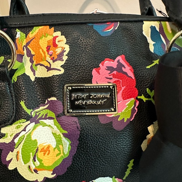 Betsey Johnson Black Satchel with Floral Elegance - Picture 3 of 10
